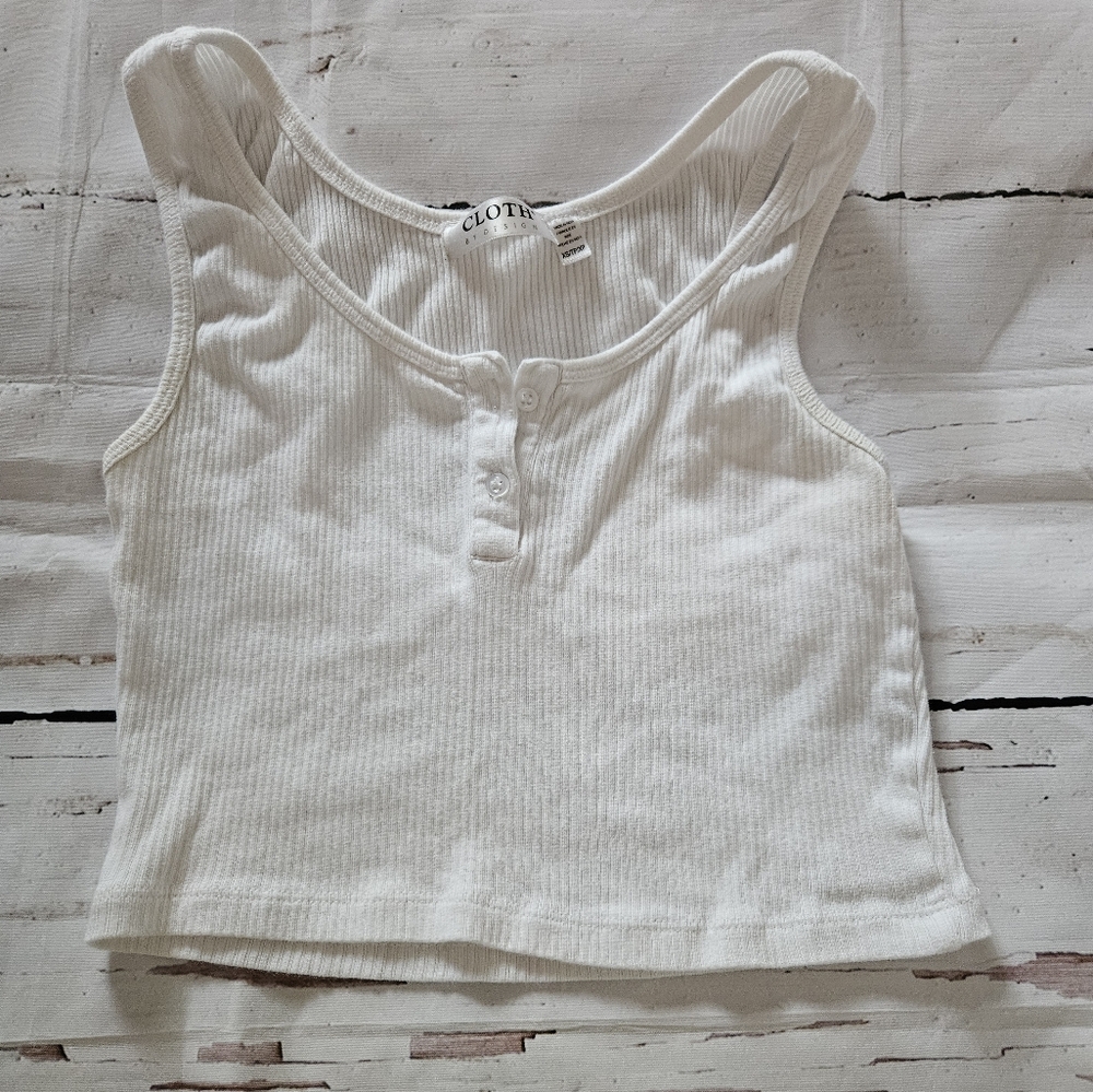 Cloth by Design Women's White Ribbed Sleeveless Crop Top Size XS